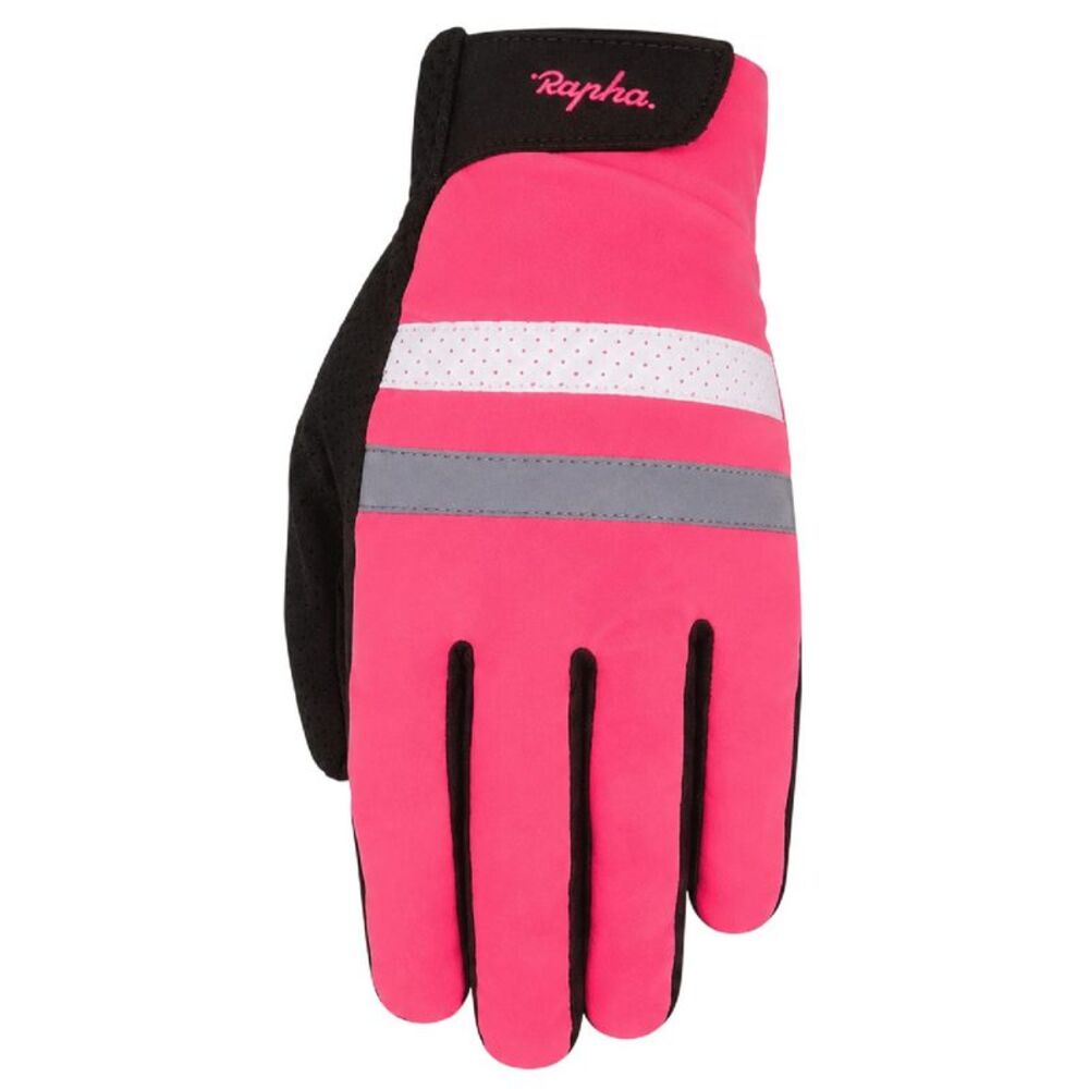 Rapha Brevet Suede Reflective Cycling Gloves / Hi Vis Pink
